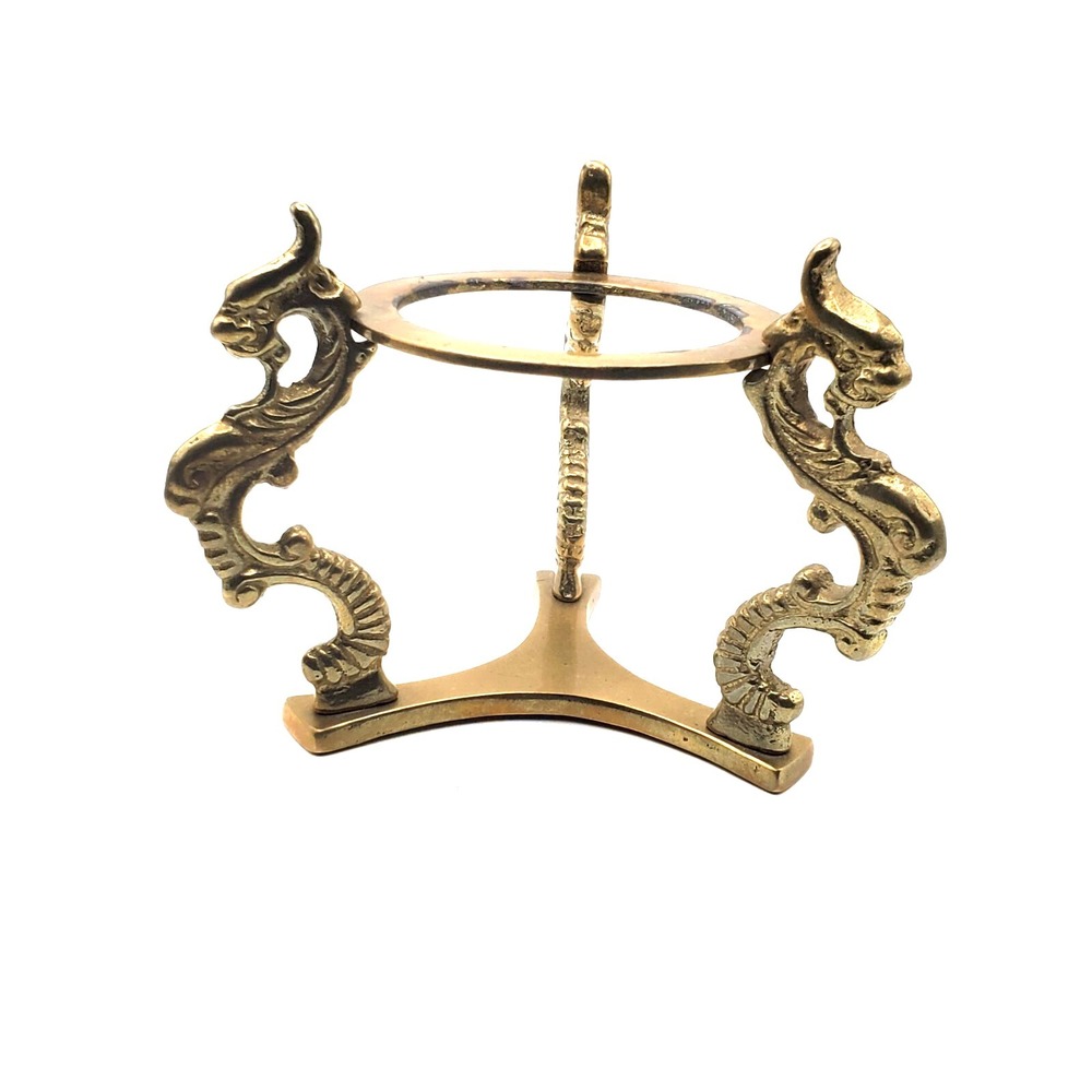 Vintage Brass 3 Legged Dragon Paperweight Display Stand